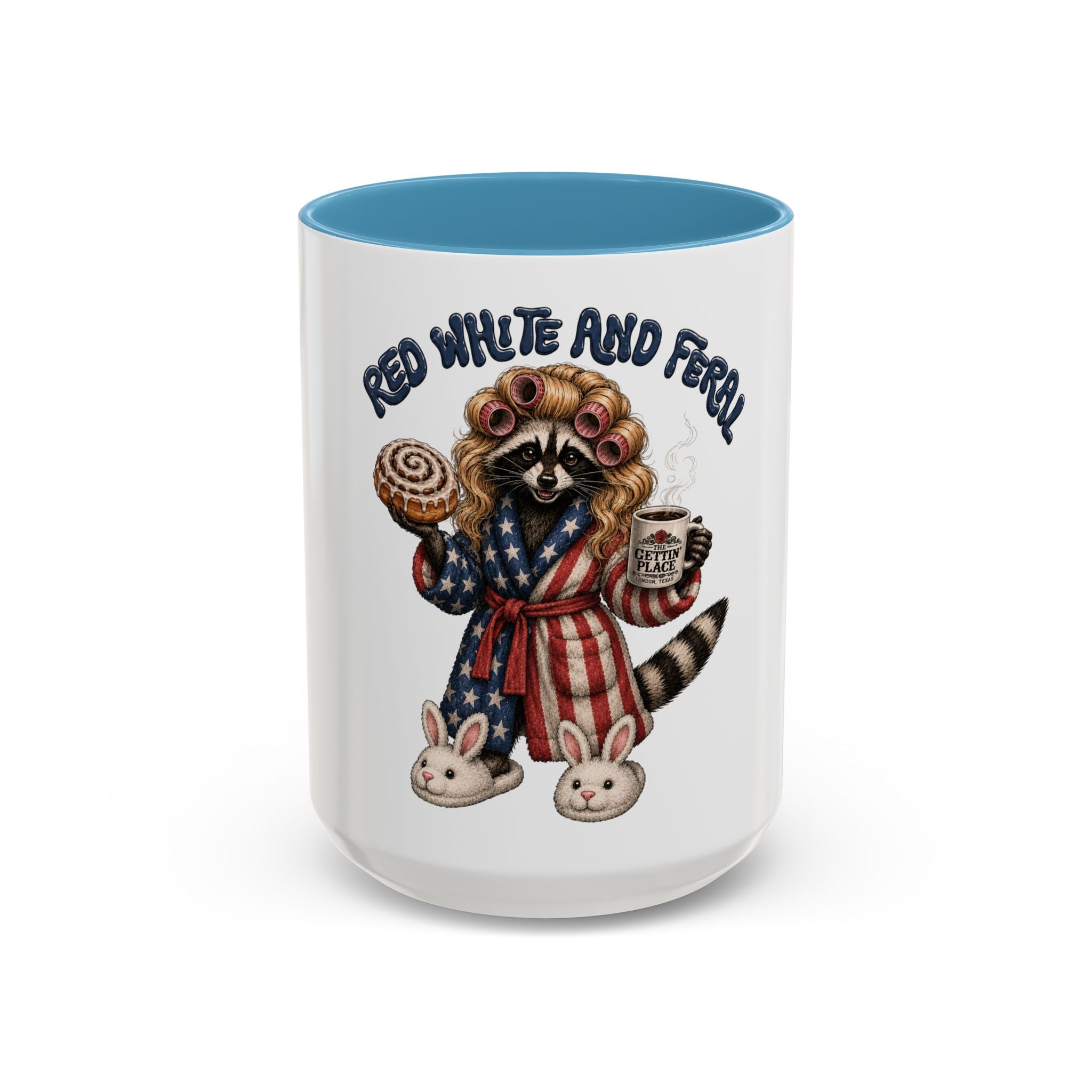 Red White and Feral Raccoon Coffee Mug