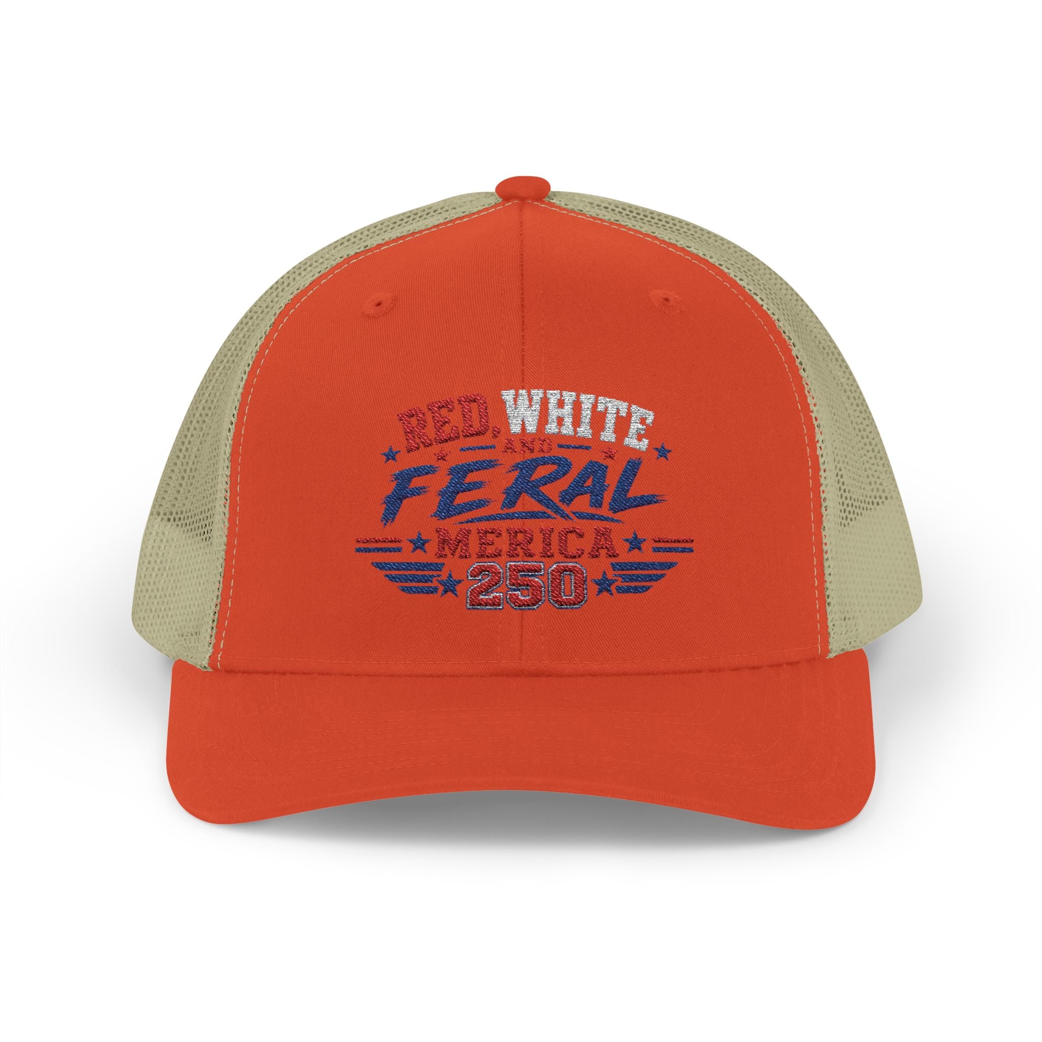 Feral 'Merica 250 Snapback Trucker Cap – Patriotic Red White & Blue Truckers Hat