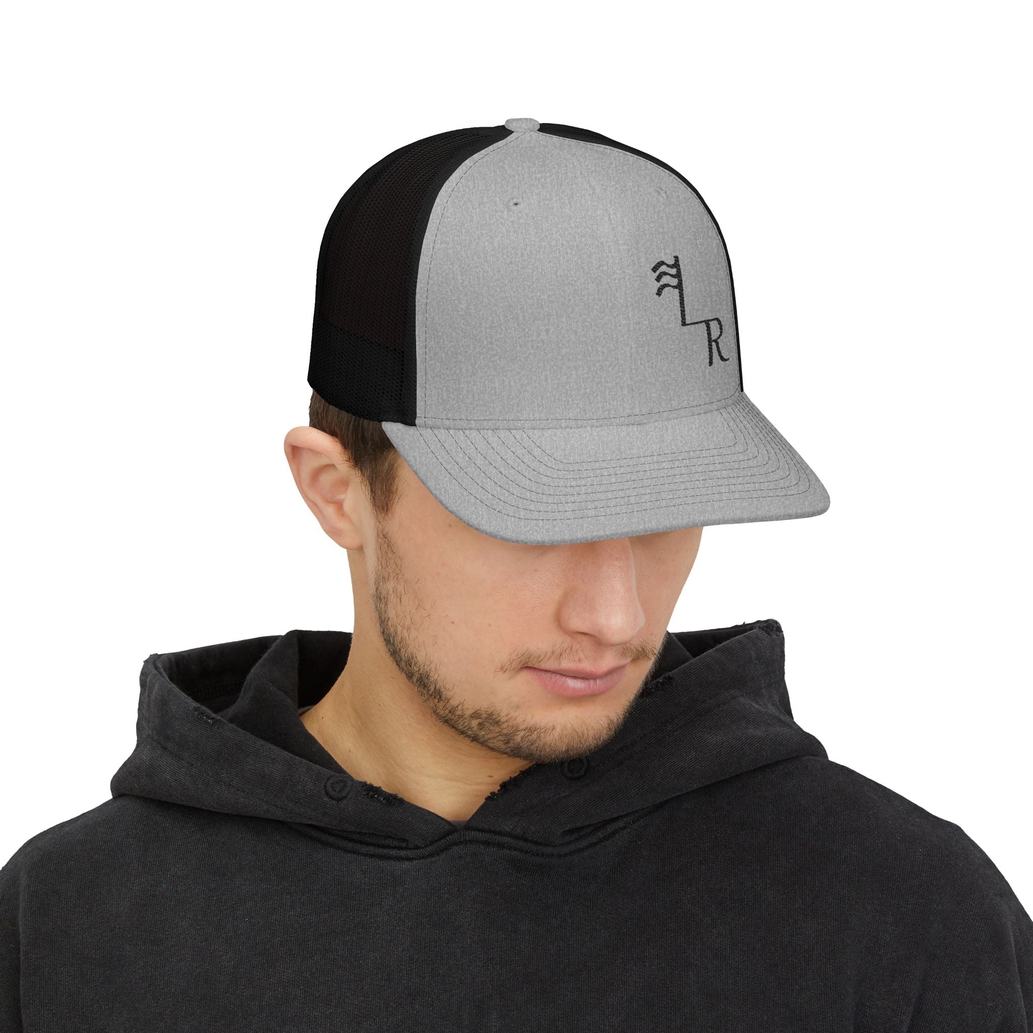 Trucker Cap — Minimalist Liberty Rose Ranch Branded Mesh Snapback Hat, Casual Everyday Baseball Cap