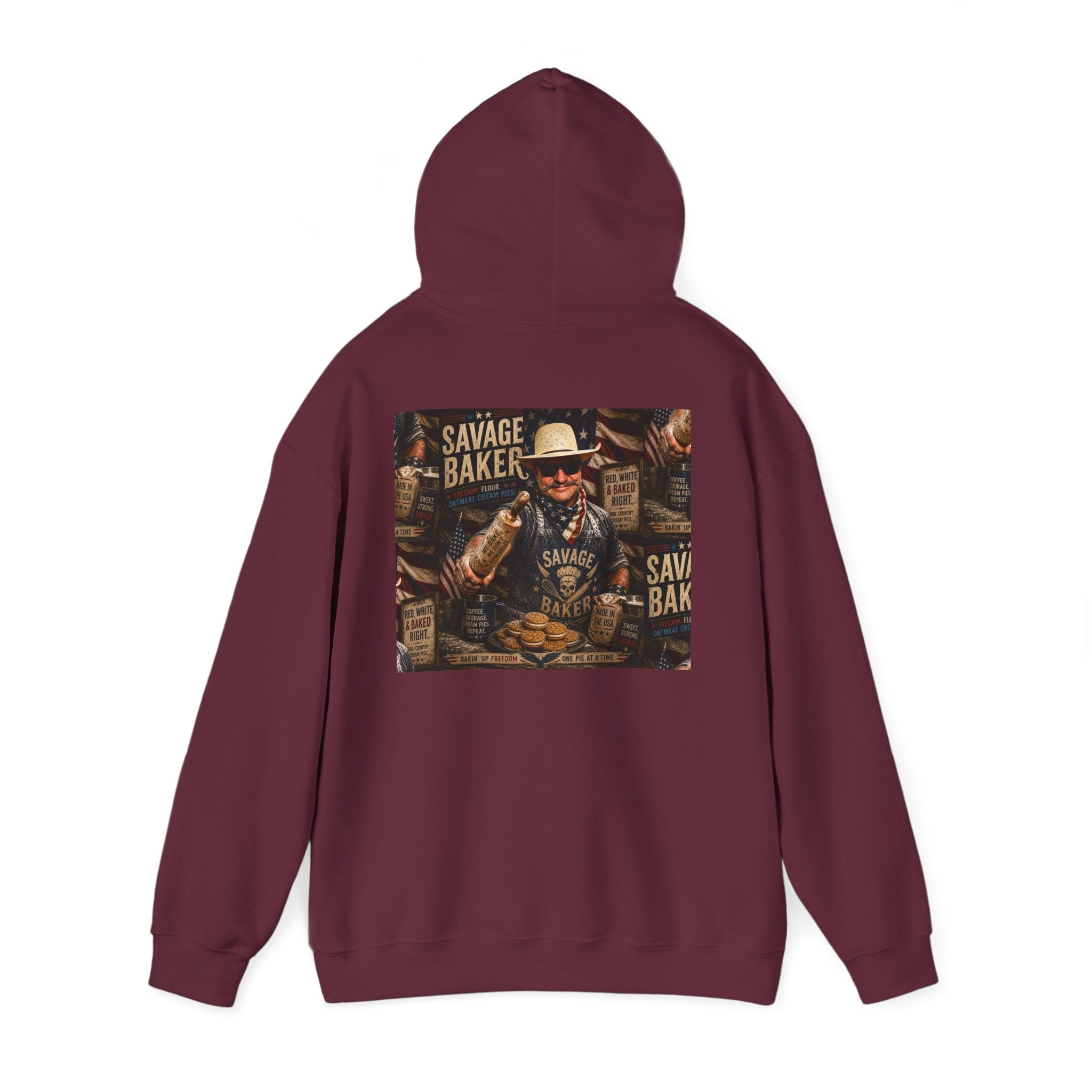 Hoodie — 'Savage Baker' Vintage Red,White, and Oatmeal Cream Pies Graphic Hoodie