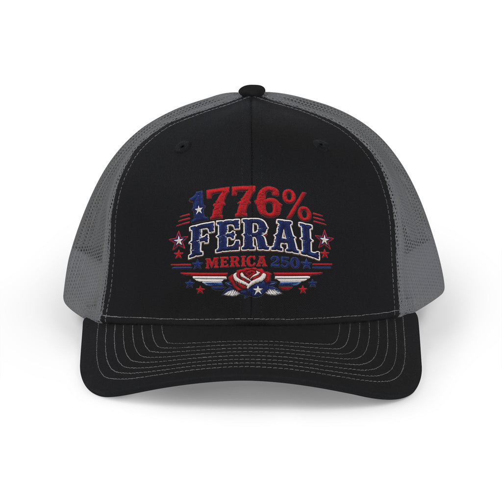 1776% Feral Trucker Cap – Patriotic 'Merica 250 Snapback Hat