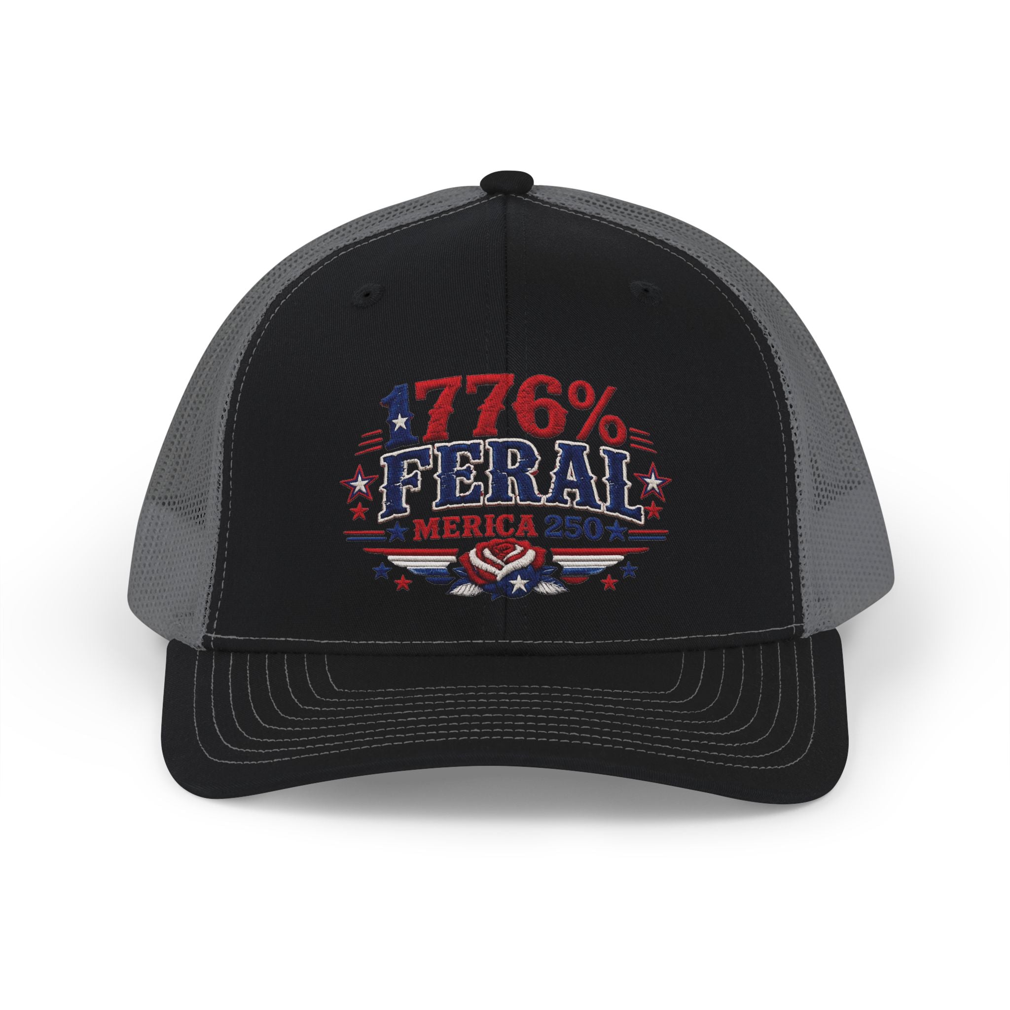 1776% Feral Trucker Cap – Patriotic 'Merica 250 Snapback Hat