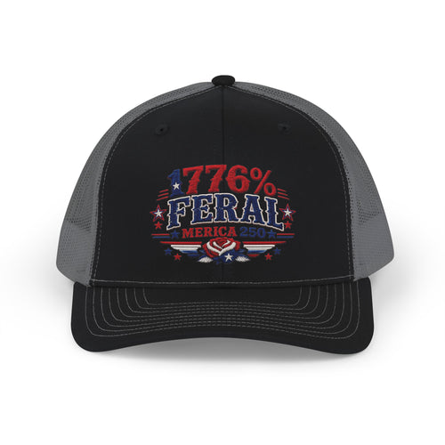 1776% Feral Trucker Cap – Patriotic 'Merica 250 Snapback Hat