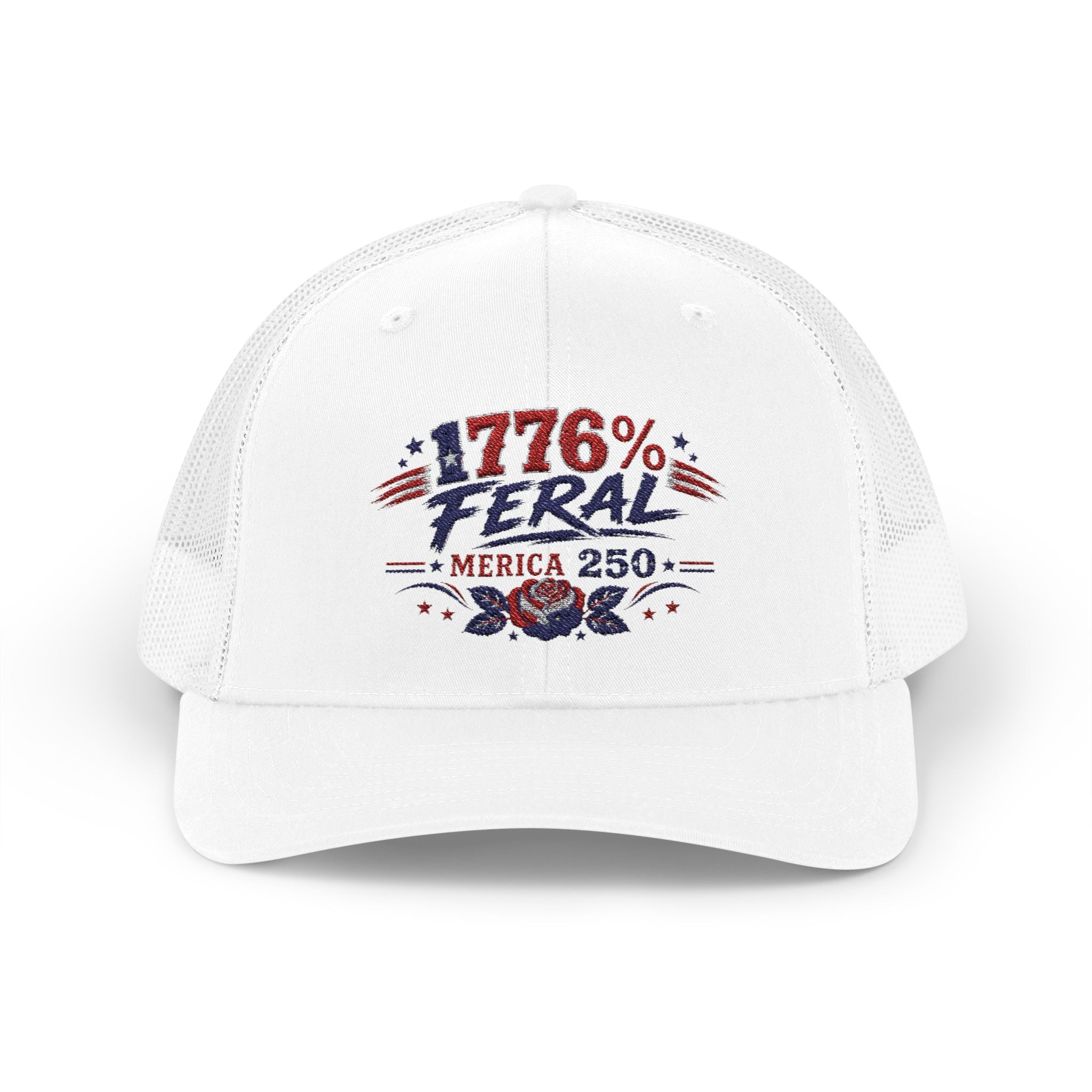 1776% Feral Trucker Hat — Merica 250 Patriotic Snapback Cap