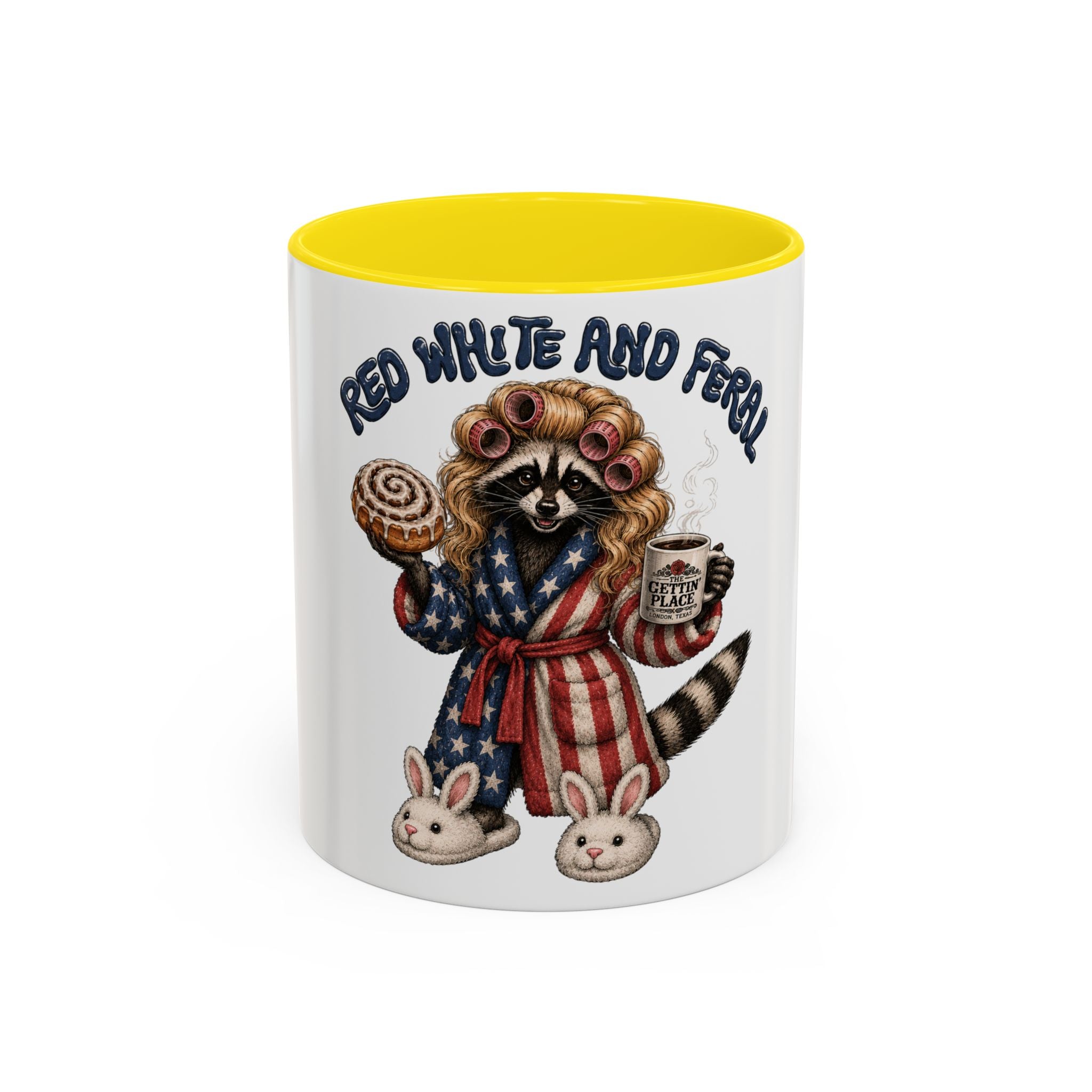 Red White and Feral Raccoon Coffee Mug