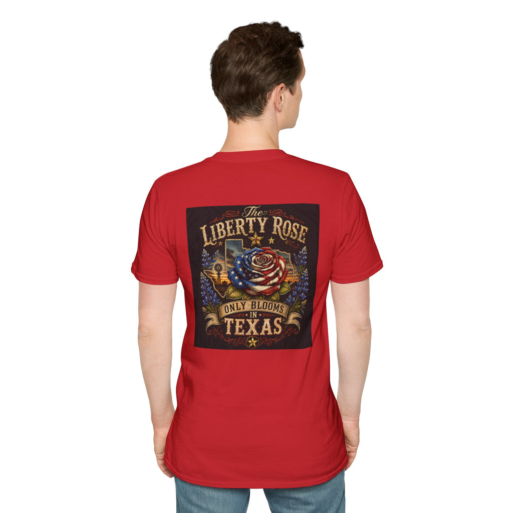 Liberty Rose Only Blooms in Texas T-Shirt — American Flag Rose Vintage Graphic Tee