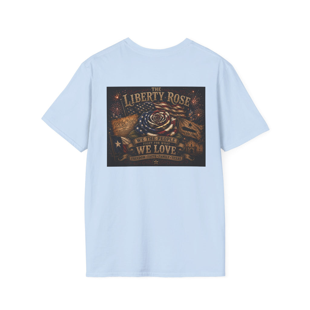 Liberty Rose T-Shirt - Patriotic Vintage Flag & Rose Design, We the People