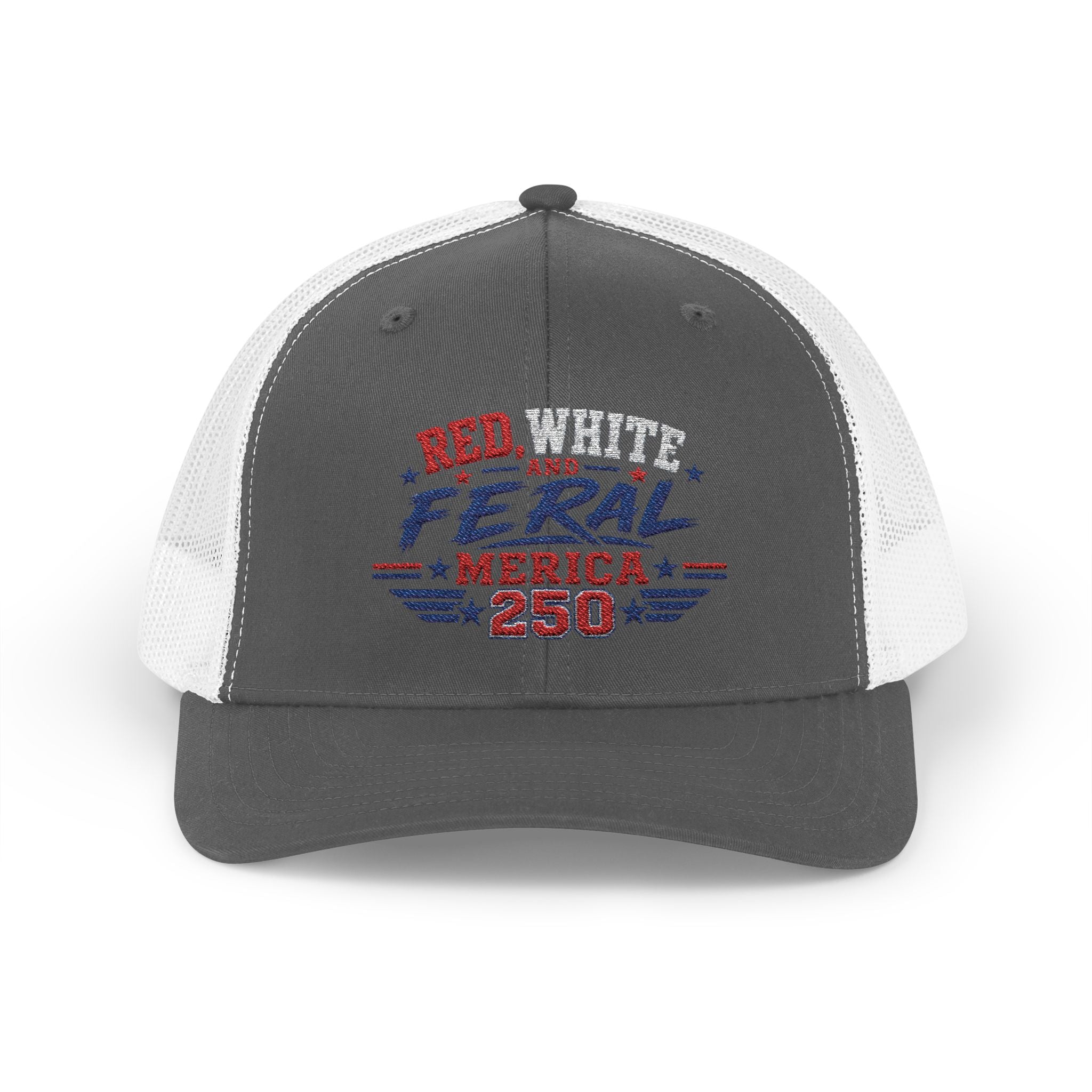 Feral 'Merica 250 Snapback Trucker Cap – Patriotic Red White & Blue Truckers Hat