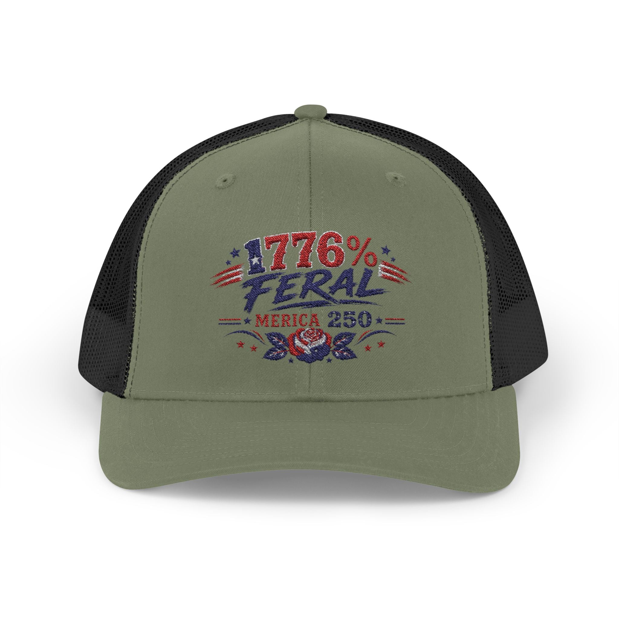 1776% Feral Trucker Hat — Merica 250 Patriotic Snapback Cap
