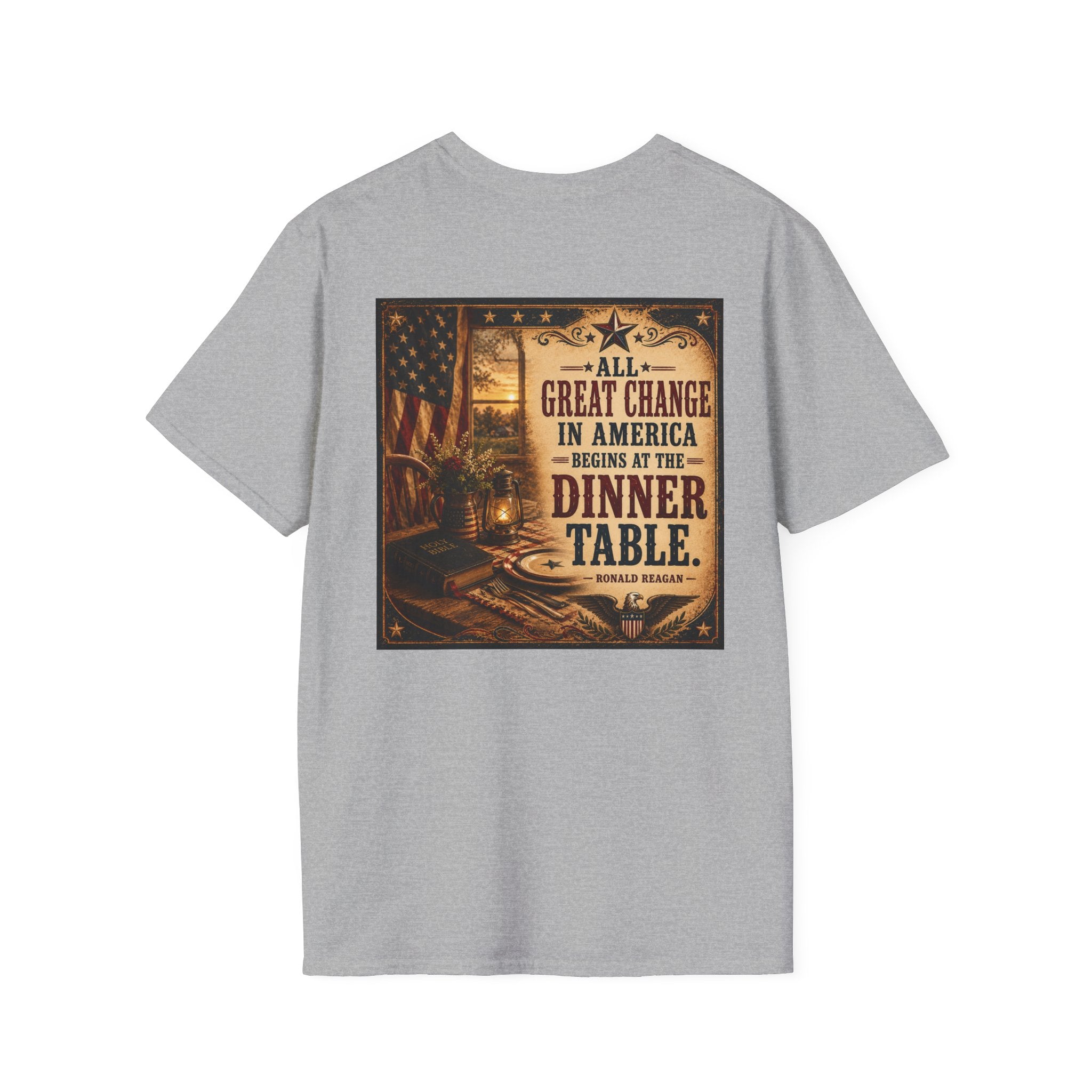 Reagan Quote T-Shirt — “All Great Change In America” Presidential Collection