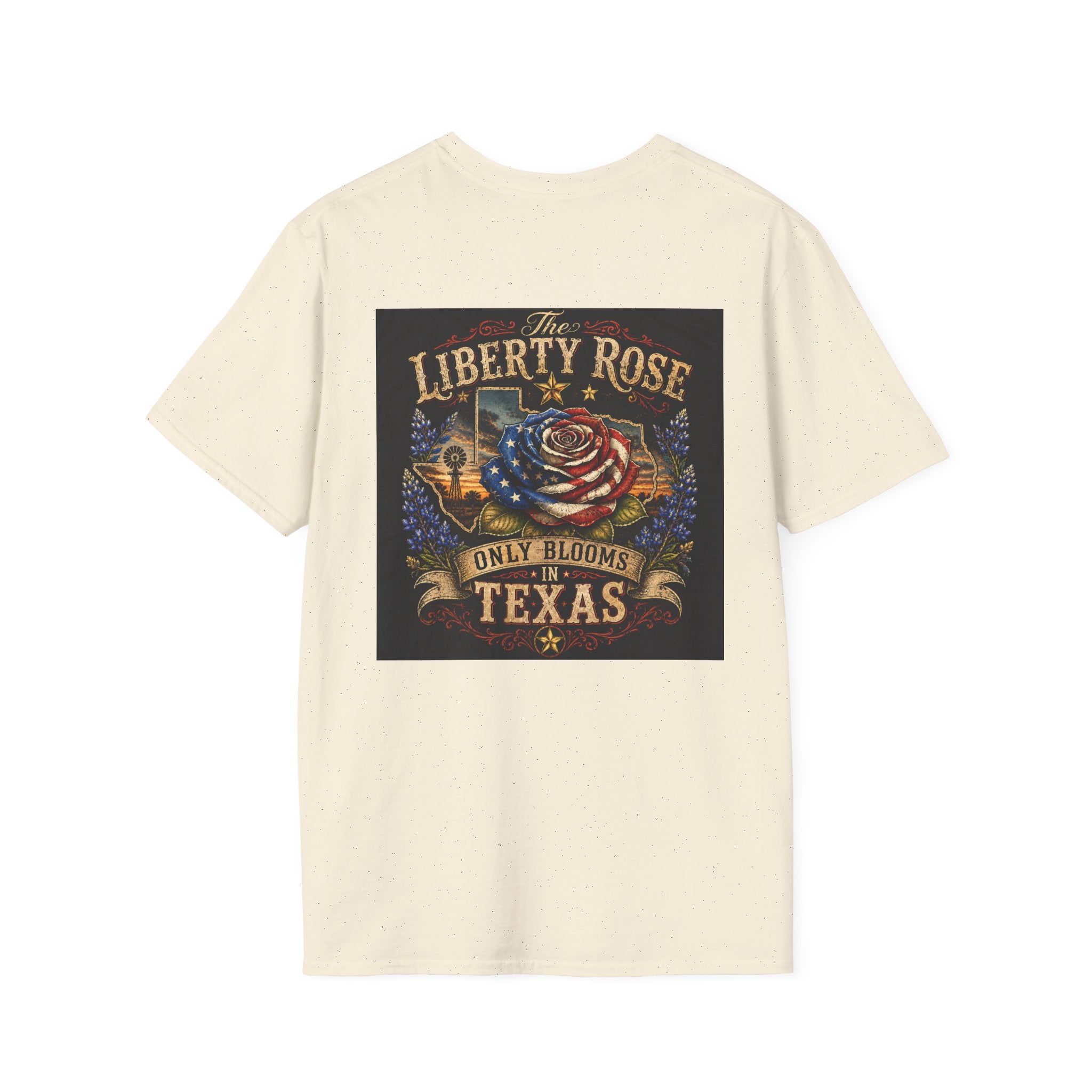 Liberty Rose Only Blooms in Texas T-Shirt — American Flag Rose Vintage Graphic Tee